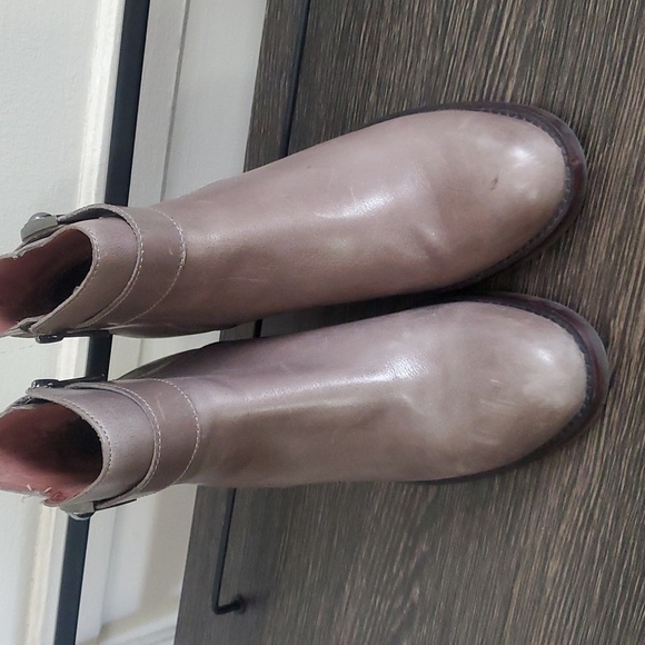 Louise et Cie Vincenzo Gray Tan Leather Ankle Booties Boots Boho Size 8.5 - Picture 1 of 9